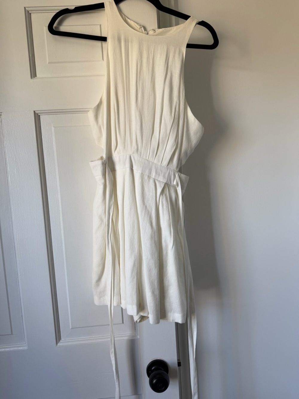 DO+BE Cream Sleeveless Romper with Waist Tie